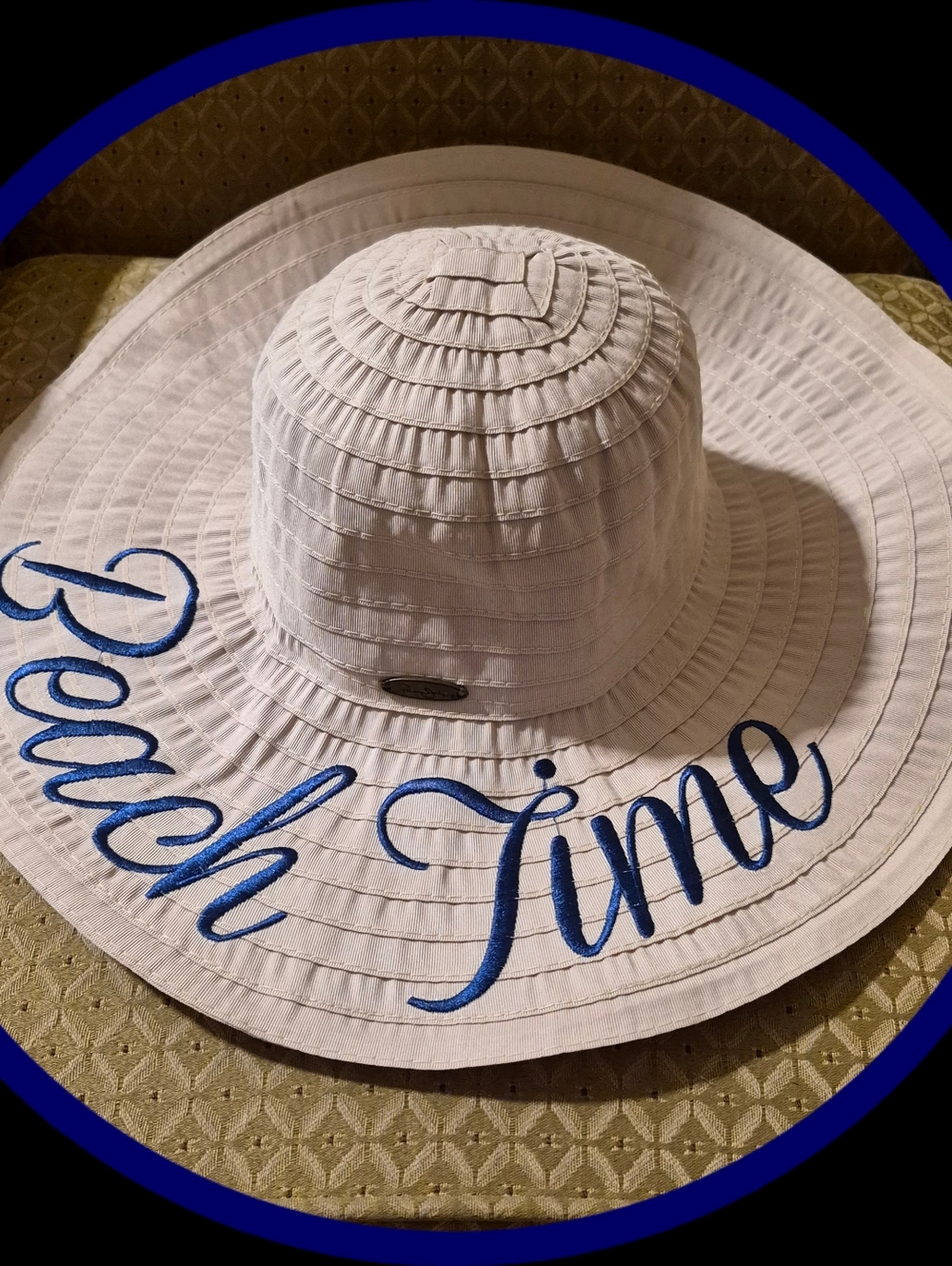 NWOT Panama Jack 'Beach Time Floppy Wide Brim UPF50/SPF50 +Embroided Sun Hat